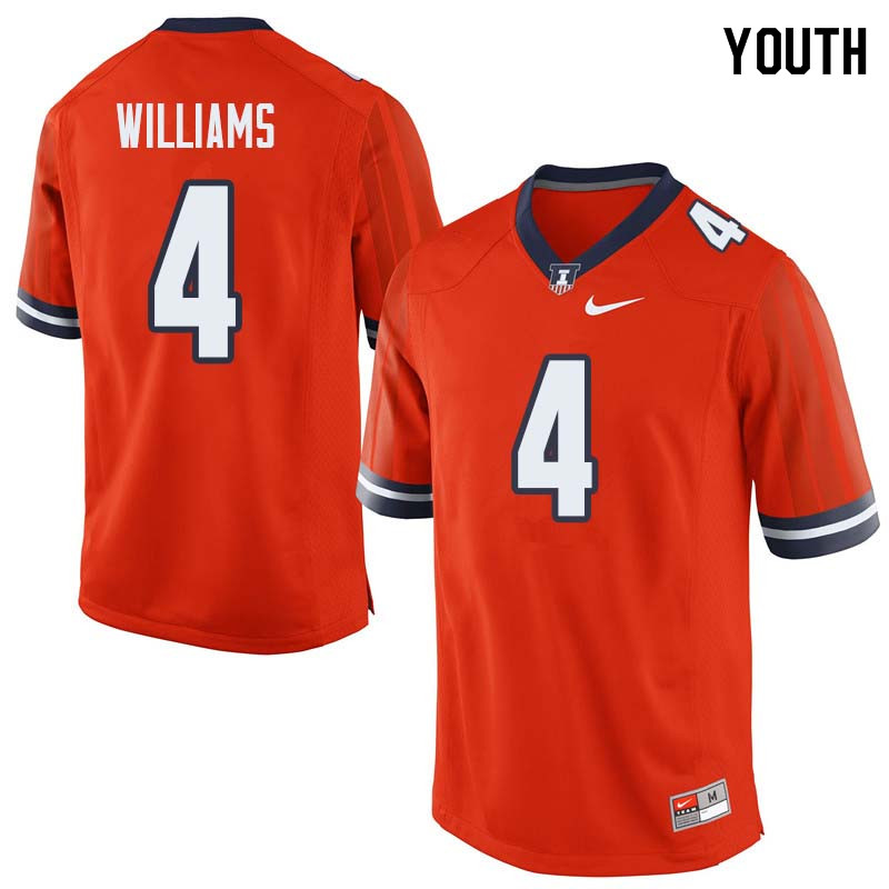 Youth #4 Bennett Williams Illinois Fighting Illini College Football Jerseys Sale-Orange